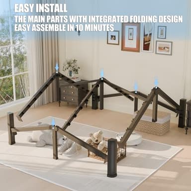 18 inch Queen Bed Frame with Round Corner Legs and Headboard Hole Mattress Slide Stopper 3500 lbs Heavy Duty Metal Platform,Steel Slats Support,No Box Spring Needed,Easy Assembly,Noise Free - Image 6