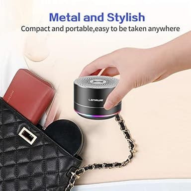 LENRUE Portable Bluetooth Speakers,Wireless Speaker with Clear Sound, Long Playtime, Small Mini Metal Speaker,Christmas Birthday Gifts for Men, Women,Kids(Black - Image 3
