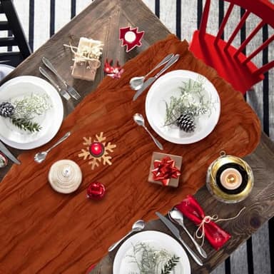 12 Pack Cheesecloth Table Runner, Runner Gauze Boho Wedding Decor Romantic Table Runner for Wedding Birthday Party(35" x 118") (Terracotta) - Image 7
