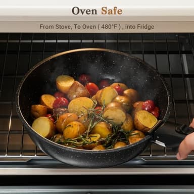 SODAY 15Pcs Pots and Pans Set Non Stick, Cookware Sets with Detachable Handle, Nonstick RV Kitchen Cooking Tools Removable Handles, Oven Safe, Induction Fast, Stackable Induction Cookware,Black - Image 8