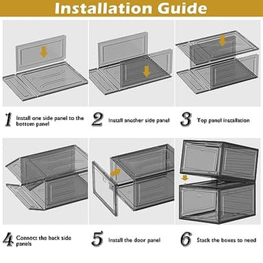 7 code Large Clear Shoe Boxes Organizer【Thicker Material】 Stronger Shoe Box with Magnetic Door, Stackable Shoe Storage Box for Closet, Foldable Space-Saving Storage Bins Shoe Cabinet, Black 9-Pack - Image 8