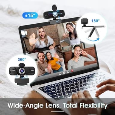 TRAUSI 1080P Full HD Webcam with Privacy Cover, Wide Angle Lens, Active Light Correction, Plug and Play USB Webcam for PC, Desktop, Laptop - Image 3