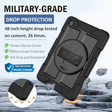 BMOUO for Samsung Galaxy Tab A9+ Plus Case 11" 2023 (SM-X210/X216/X218), Shockproof Galaxy Tab A9 Plus Case with Rotating Stand and Hand/Shoulder Strap, Black - Image 4