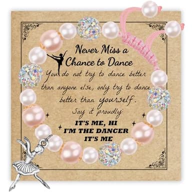 Sereney Dance Recital Gifts for Girls Daughter Dance Bracelet as Dance Gifts for Her, Handmade Sparkly Dance Teacher Appreciation Gifts as Dance Sister Gifts Dance Accessories to Daughter Nephews - Image 1
