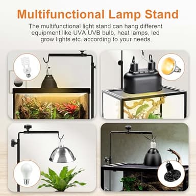 Simple Deluxe Reptile Light Stand Adjustable 16-32 inch Floor Lamp Holder, Metal Bracket for Reptile Tank & Terrarium Heating Light - Image 7