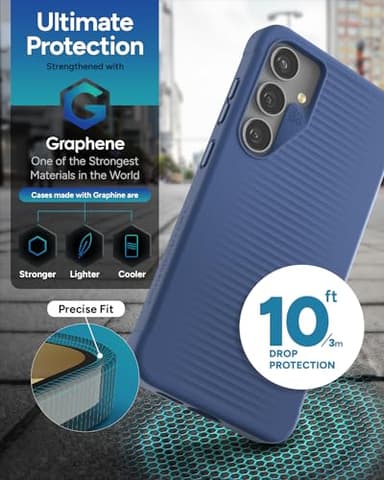 ZAGG Luxe Samsung Galaxy S24+ Case – Graphene-Enhanced, Ultra-Slim, Shock-Resistant, 10ft Drop Protection, Eco-Friendly Design, Wireless Charging Compatible, Noble Blue - Image 4