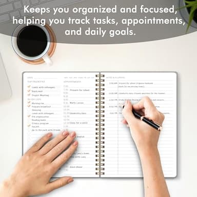 Undated Daily planner, Simplified To Do List Notebook with Hourly Schedule, Easily Organize Your Daily Tasks and Agendas, 5.5" x 8.2" - Silver - Image 5