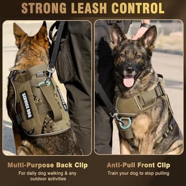 WINSEE Tactical Dog Harness for Medium Dog, Heavy Duty Service Working MOLLE Vest with 10 Pet Patches, 2X Metal Buckle Vest for Training Hunting Walking - Image 3