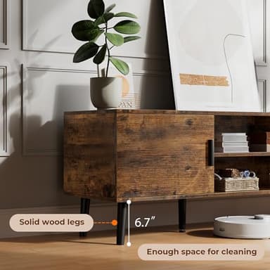 SUPERJARE TV Stand for 55 Inch TV, Entertainment Center with Adjustable Shelf, 2 Cabinets, TV Console Table, Media Console, Solid Wood Feet, Cord Holes, for Living Room, Bedroom, Rustic Brown - Image 5