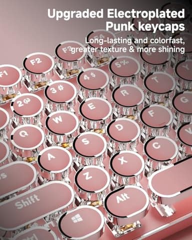 SEUNKWANG EWEADN TK950 Typewriter Keyboard Wireless Mechanical Keyboard, 104 Keys Aesthetic Typewriter Keyboards with White Backlit, Anti-Ghosting, Blue Switch Bluetooth/2.4GHz/Wired Keyboards-Pink - Image 5