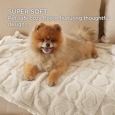 Bedsure Dog Blankets for Large Dogs Washable - Fluffy Fuzzy Cat Puppy Blanket with Premium 300GSM Coral Fleece Soft for Pet Kitten Doggy, White, 40x50IN - Image 3