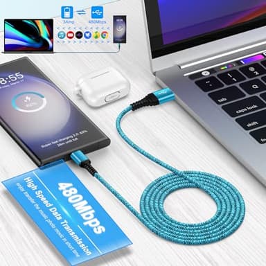 USB C Charger Cable Fast Charging 3 Pack 6ft for iPhone 17 16 15 Pro Max/15 Plus/15 Pro/15, 3.1A Braided Car Cord USB A to USB C Android Phone Power Cord for Samsung Galaxy S24 A54 A14 S23 Ultra S22 - Image 3