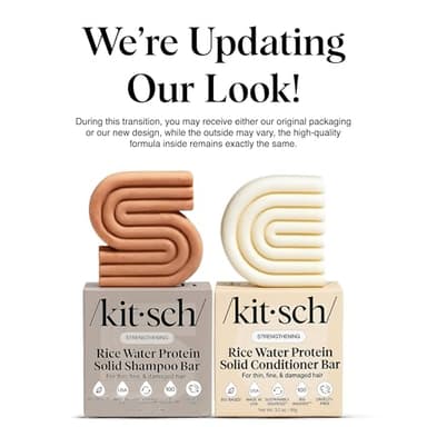 Kitsch Rice Water Protein Solid Shampoo and Conditioner Set for Hair Growth – Strengthening Hair Care Duo w/Rice Protein & Vitamins for Damage Repair – Paraben, Sulfate & Silicone Free, Made in USA - Image 2