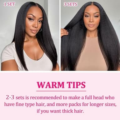 Kinky Straight Clip in Hair Extensions Human Hair Clip in Extensions 8Pcs 110g Double Weft #1B Natural Black Hair Extensions Human Hair Full Head Invisible（16Inch） - Image 6