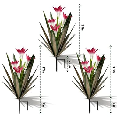 Homight Metal Agave Plant Outdoor Decoration Outdoor Garden Decoration Lily Mexican Yard Art Plant Garden Agave Lily Decorative Garden Gift (3 Big Red Lilies), HM-390-345 - Image 6