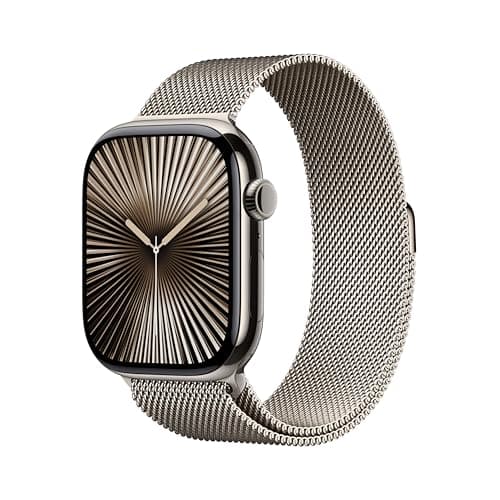 Apple Watch Series 10 [GPS + Cellular 46mm case] Smartwatch with Natural Titanium Case with Natural Milanese Loop - M/L. Fitness Tracker, ECG App, Always-On Retina Display, Carbon Neutral - Image 1