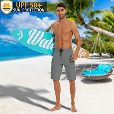 MIVEI 22" Men's Board Shorts Swimwear No Mesh Lining - Long Swim Trunks Surf Shorts Bathing Suit with Zipper Pocket UPF50+ - Image 5