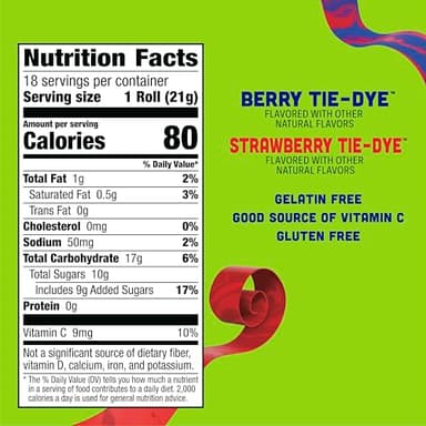 Fruit by the Foot Fruit Flavored Snacks, Halloween Treats, Berry Tie-Dye and Strawberry Tie-Dye, 18 Rolls, 13.5 oz - Image 2