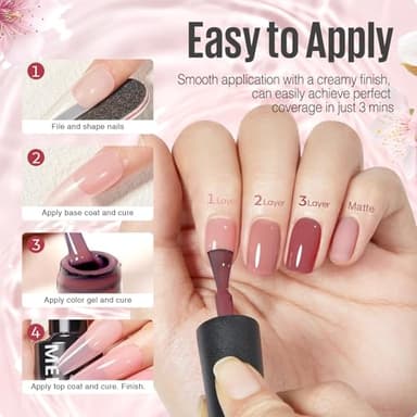 MEFA Jelly Gel Nail Polish Set, 12 Colors Jelly Red Glitter Nail Polish Set Nude Pink Milky White Nail Polish Gel Neutral Transparent Sheer Red Gel Nail Gifts for Women Girl DIY Salon Home Manicure - Image 5