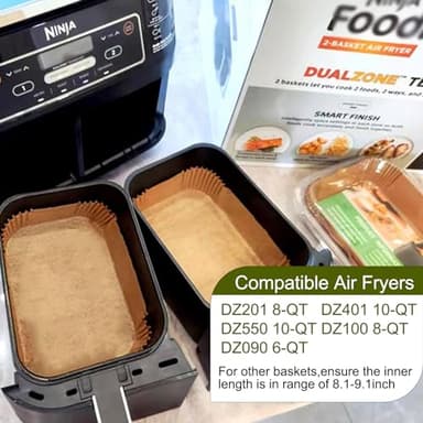 Air Fryer Liners for Ninja Dual, Air Fryer Parchment Paper Liners Disposable for Ninja DZ201, Ninja Foodi Liners, Disposable Ninja Dual Rectangular, AirFryer Paper Liners Rectangle Accessories Ninja - Image 3