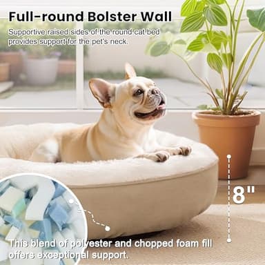 Love's cabin Round Donut Cat and Dog Cushion Bed, 30in Pet Bed for Medium or Large Dogs, Anti-Slip & Water-Resistant Bottom, Soft Durable Fabric Pet beds, Washable Calming Cat & Dog Bed Camel - Image 6