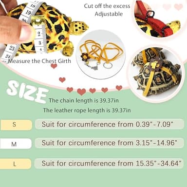 QBLEEV Adjustable Turtle Leash Harness, Pet Tortoise Walking Rope with Comfortable Fit, Outdoor Training Control Harness for Hamsters Guinea Pigs Chinchillas Ferrets - Image 5
