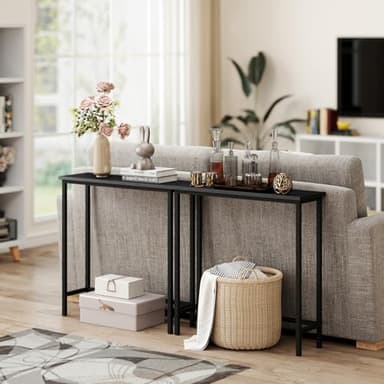 HollyHOME Narrow Console Table, 29.5" Slim Entryway Table, Sofa Stand, Hallway Shelf for Hallway, Bedroom, Living Room, Foyer, Black - Image 2