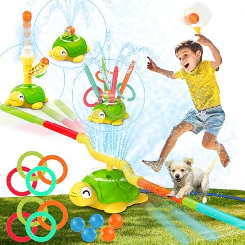 4-in-1 Turtle Water Sprinkler for Kids Summer Toys, Outdoor Toys for Toddlers, Kids Sprinkler Water Toys, Backyard Games for Summer Fun, Backyard Games Splash Water Toys Gifts for Boys Girls Dogs - Image 1