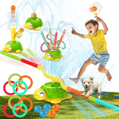 4-in-1 Turtle Water Sprinkler for Kids Summer Toys, Outdoor Toys for Toddlers, Kids Sprinkler Water Toys, Backyard Games for Summer Fun, Backyard Games Splash Water Toys Gifts for Boys Girls Dogs - Image 1