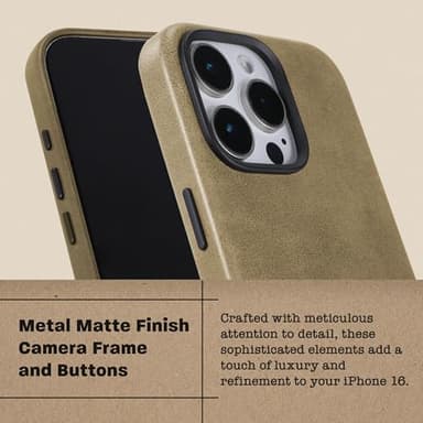 Le Pelle - Handcrafted Premium Italian Leather Case for iPhone 16 Pro - Compatible with Magsafe - Two-Tone Effect with Unique Patina Over Time - Sand Dune - Image 5