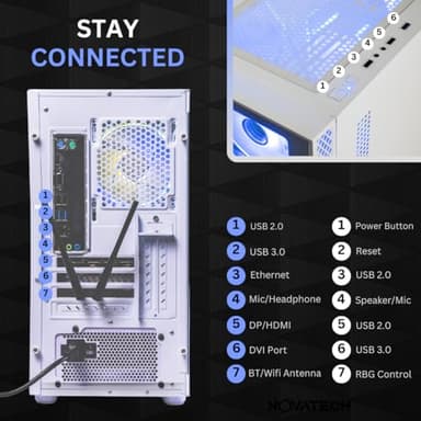 Phantom - Prebuilt Gaming PC Desktop Computer - Intel i7 Xeon 3.5GHz - 16GB RAM - 512GB M.2 SSD WiFi/BT, Win 11 Pro - Gaming Computer Tower, Pre Built PC Gameing - 1 Year Warranty (RX580 - White) - Image 7