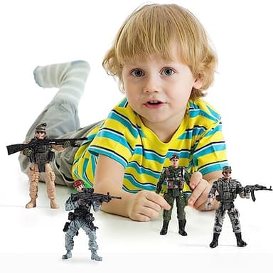 US Army Men and SWAT Team Toy Soldiers Action Figures with Military Weapons Accessories for Kids Boys Girls,12Pcs - Image 8
