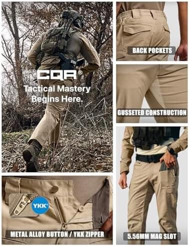 CQR Men's Flex Ripstop Tactical Pants, Water Resistant Stretch Cargo Pants, Lightweight EDC Hiking Work Pants - Image 9