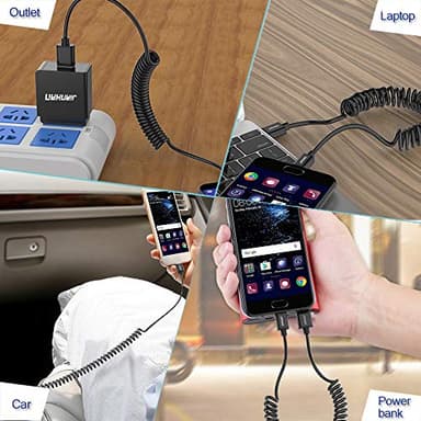 JianHan USB C Coiled Cable,[2 Pack 4ft] Retractable Curly USB A to USB C Cord for Car Type C Cable for Galaxy S10,S10+,S9,S9 Plus,S8,S8 Plus,Note 8,9,A5,A7,A8+,LG,Google (Black) - Image 4