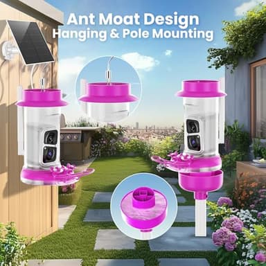 Soliom-The Original Hummingbird Feeder Camera 2K with Updated Structure for Leak Proof,Ant Moat, Bird Watching with AI Identify Bird Species,3 Feeding Ports, Gifts Ideas for Family (16 OZ) - Image 4