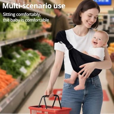 Baby Sling Carrier,Baby Carrier Newborn to Toddler Carrier Essentials Safety Non-Slip Baby Half Wrapped Sling Hip Holderr Carrying 8-35lbs(Black) - Image 4