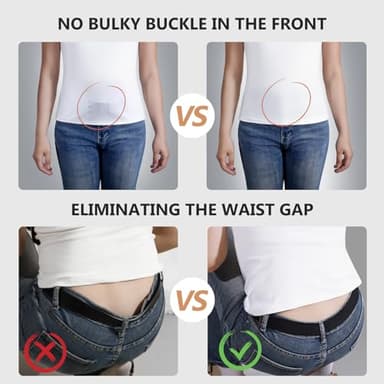 JASGOOD No Show Women Stretch Belt Invisible Elastic Web Strap Belt with Flat Buckle for Jeans Pants Dresses - Image 3