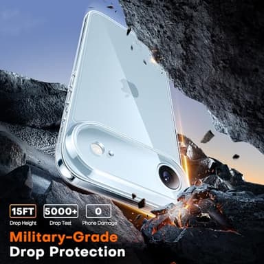 TAURI for iPhone Air Case, Full Camera Protection with Screen Protector, Anti-Yellowing Military-Grade Protection Shockproof Slim Phone Case for iPhone 17 Air 6.5 inch, Clear - Image 5