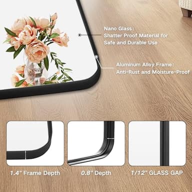 Rosynee Bathroom Mirror Over Sink - 24x36 Inch Black Rectangle Framed Matte Mirror for Bathroom, Rectangular Alumium Frame Mirrors Wall Mounted for Restroom, Farmhouse, Entryway, Hallway - Image 7