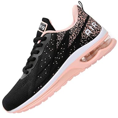 QAUPPE Womens Breathable Tennis Sneakers Comfortable Lightweight Air Running Sport Walking Shoes(Peachblack US 8 B(M) - Image 1