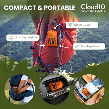 CloudTen Emergency Tent: Lightweight 2 Person Survival Tent with Multi-Function Paracord Bracelets - Essential Survival Gear & Bug Out Bag Items for Preppers, Hikers, Survivalists, Campers, Boy Scouts - Image 7