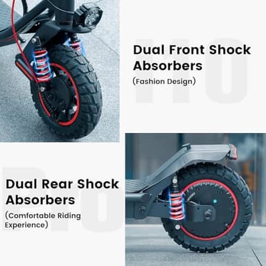 iScooter Adults Electric Scooter, 28 MPH Max Speed, 37 Miles Long Range, Foldable E-Scooter with 10" Tires, Dual Suspension, Turn Signals & Dual Brakes, Smart App - Image 5