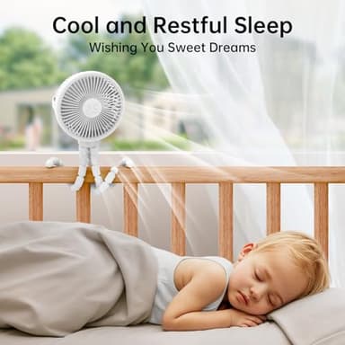 GUSGU Stroller Fan Clip on for Baby, Flexible Tripod & Rechargeable Battery, Small Personal Fan, Mini Portable Fan for Travel, Handheld, Car (White) - Image 3