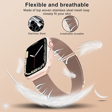 MARGE PLUS Compatible with Apple Watch Band 38mm 40mm 41mm 42mm 44mm 45mm 46mm 49mm Women Men, Stainless Steel Mesh Loop Magnetic Clasp Replacement for iWatch Series 11 10 9 8 7 6 5 4 SE3 SE2 Ultra 3 - Image 3
