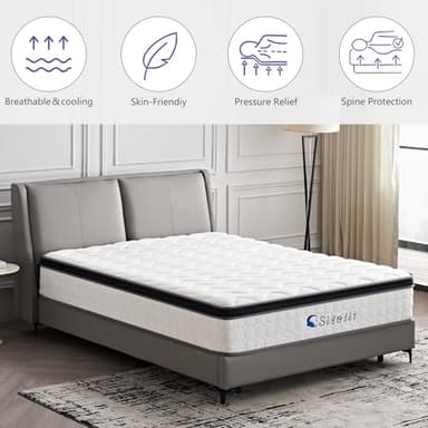 sigolit 12 Inch King Size Hybrid Mattress - Medium Firm, Memory Foam & Pocket Springs, Motion Isolation, Edge Support, Pressure Relief, Ships Compressed - Image 4
