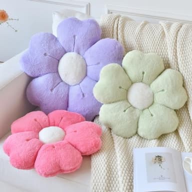 Ddliury Flower Pillow, Flower Shaped Pillow Decorative Throw Pillows for Bed Couch, Cute Daisy Pillow Dorm Decor Floor Seating Cushion (Hot Pink, 19.6 Inches) - Image 3