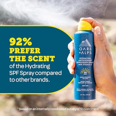 Oars + Alps Sunscreen Spray for Face & Body, SPF 50 Travel Size Sunscreen, Infused with Vitamin C & Antioxidants, No Residue, Water & Sweat Resistant, All Skin Types, Lightweight, Hydrating 1.87oz - Image 7