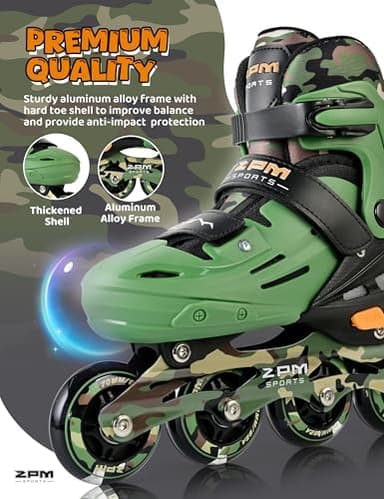 2PM SPORTS Inline Skates for Kids Boys Girls Ages 5-8 8-12 3-5 4-8 6-12 with Light Up Wheels, Adjustable Children's Roller Skates Blades for Toddler Beginner Youth Indoor Outdoor - Image 3