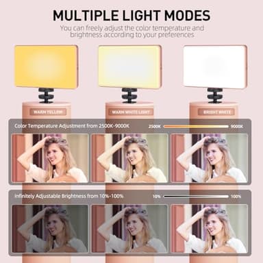 Meixitoy 120 LED Phone Light, 5000Mah Rechargeable Selfie Light for iPhone/iPad/Phone/Camera, Clip Video Light for Video Recording, Vlog(Pink) - Image 4