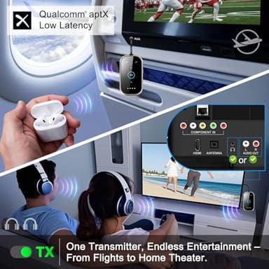 Ultra Xmagpot Bluetooth 5.4 Transmitter Receiver - CNC Aluminum & Ceramic Glass | Dual Link for 2 AirPods/Headphones | aptX Adaptive/HD Audio | Wireless Transmitter for Airplane/TV/Car/Gym - Image 7